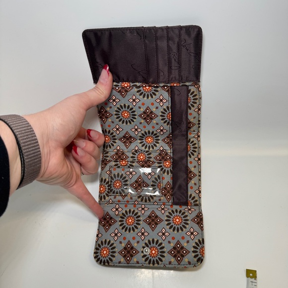 Vera Bradley Tri-Fold Wallet Cotton Quilted Brown Floral Paisley Y2K Boho Hippie - Picture 5 of 6